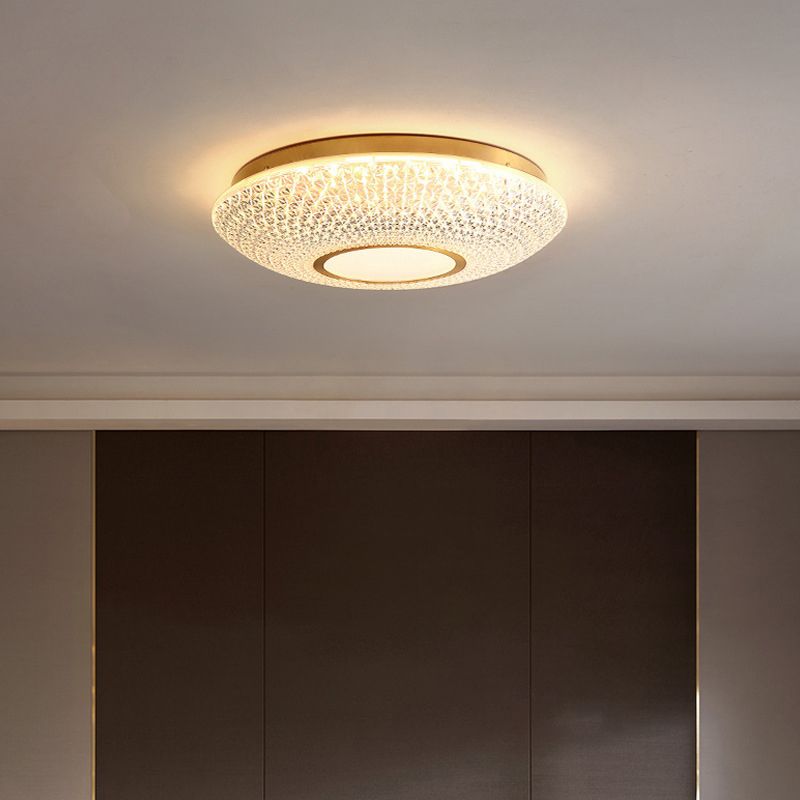 American Style Copper Ceiling Light Circle Shape Ceiling Lamp for Bedroom