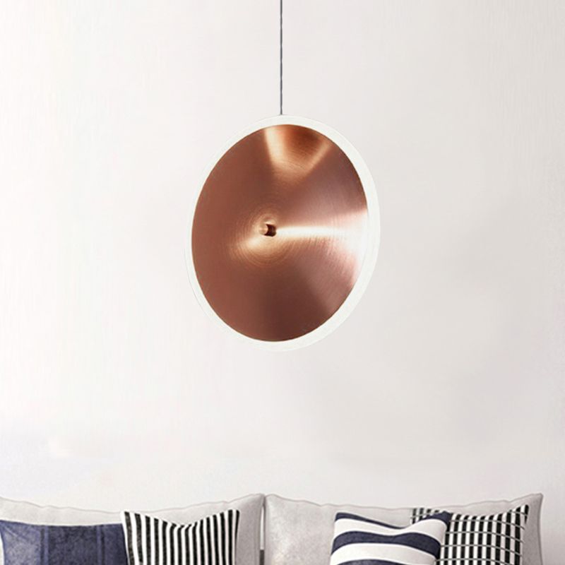 8"/12"/16"W Vertical Disc Hanging Light Post Modern Acrylic LED Rose Gold Suspension Pendant in Warm/White Light