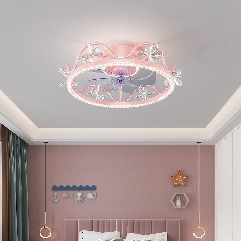 Metal Crown Ceiling Fan Lamp Modern Style LED Ceiling Light for Kids Bedroom