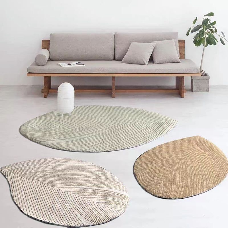 Green Simple Rug Polyester Leaves Indoor Rug Washable Rug for Living Room