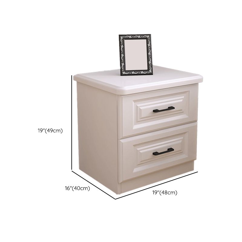 Scandinavian Drawers Included Accent Table Nightstand in White Wood