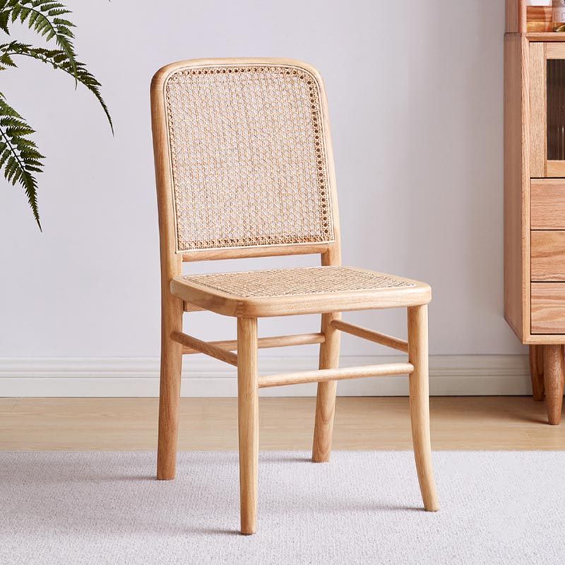 Rubberwood Solid Wood Side Chair Traditional Armless Dining Chair