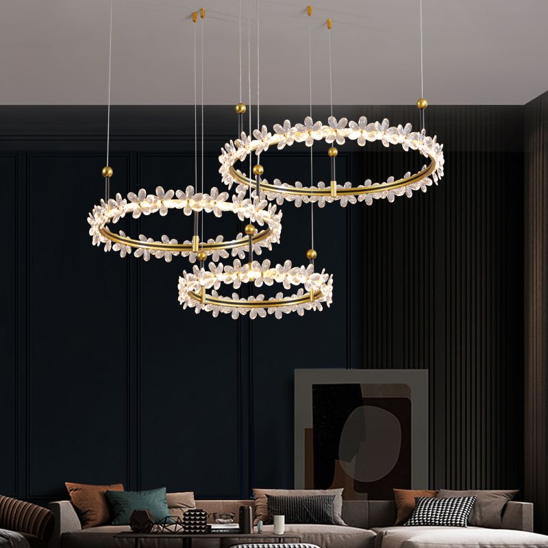 3-Tier Shape Chandelier Lights Modern Metal 3 Light Chandelier Lighting Fixtures in Gold