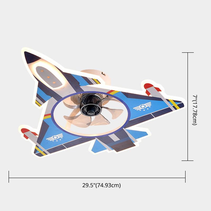 Éclairage de ventilateur de chambre en forme d'avion.