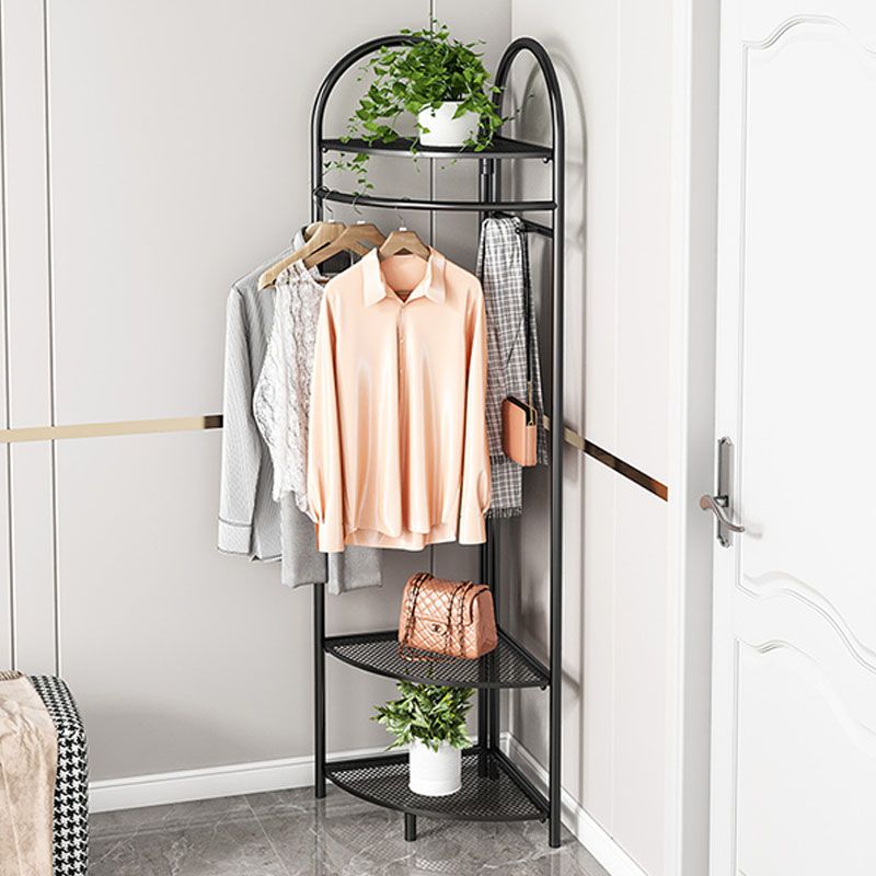 Glam Hall Stand Metal Gold and Black Shelving Included Free Standing Coat Rack