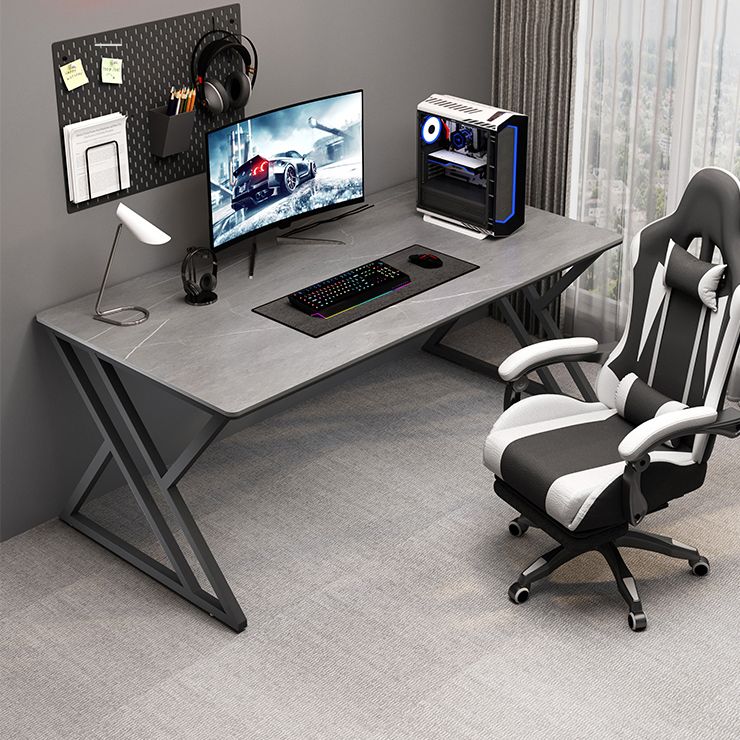 Industrial Stone Gaming Desk 29.53" Tall Rectangular Computer Desk