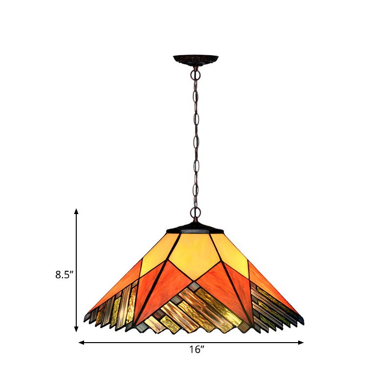 Blanc conique / jaune / orange coupé en verre pendant suspendu baroque 2 lumières suspension de suspension en bronze pour cuisine