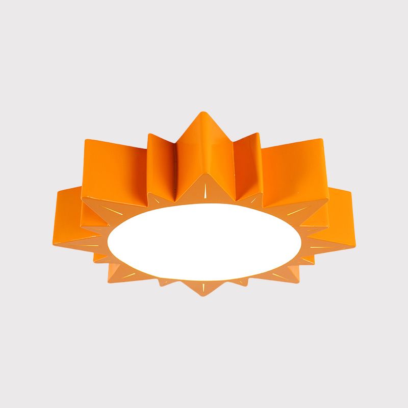 LED Kindergarten Flush Mount Children Red/Yellow/Blue Ceiling Light Fixture with Sun Acrylic Shade