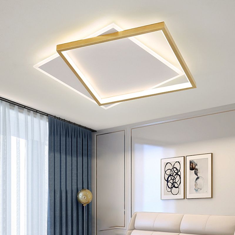 Modern Metal Flush Mount Geometric Shape Ceiling Light with Acrylic Shade