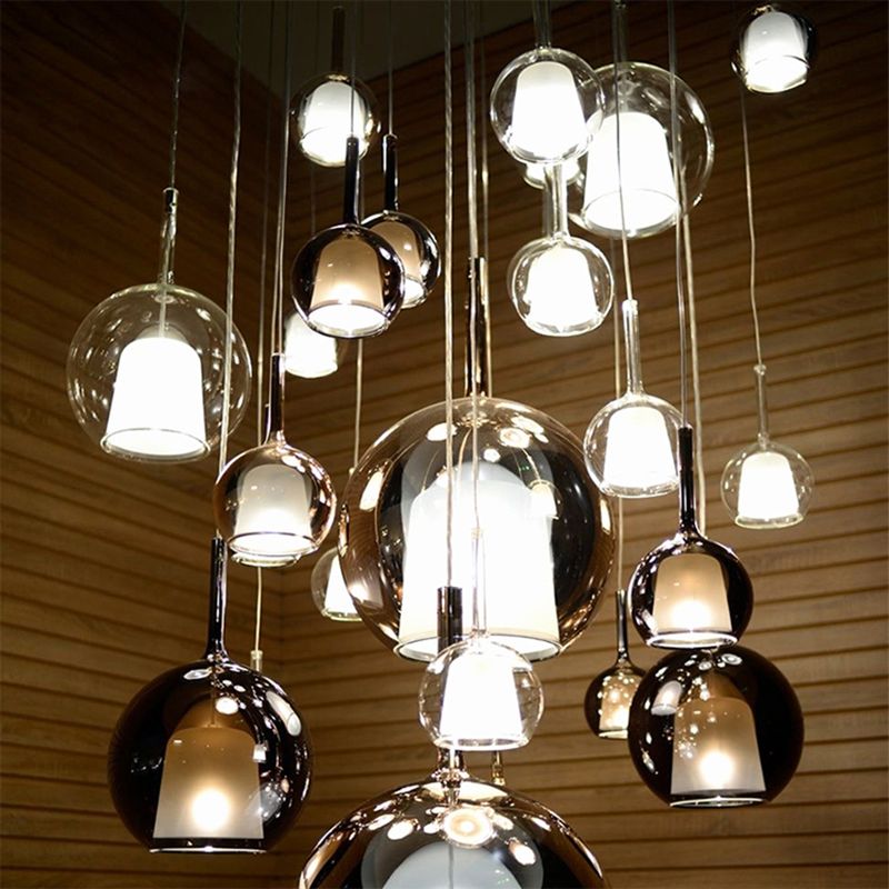 Electroplate Polishing Glass Hanging Light Ball Shape Modern Simplicity 1-Light Pendant Lamp for Dining Room Bedroom