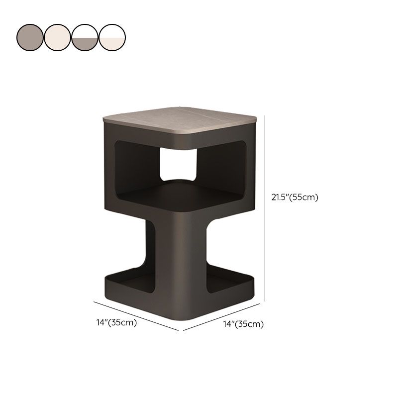 Glam Accent Table Nightstand Metal/Stone Night Table for Bedroom