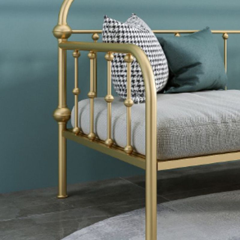 Glam Style Daybed with Rectangle Headboard and Guardrail in Iron