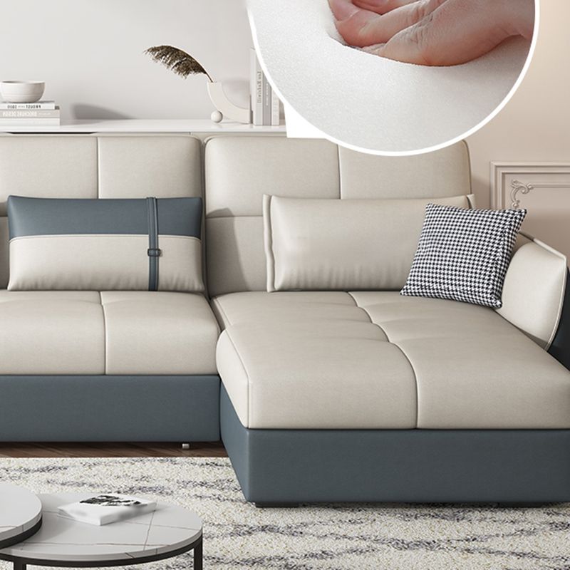 Manual Reclining Cushion Back Sectional Sofa 35.43"High Fabric Sofa Bed with Storage