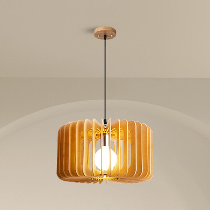 Style géométrique de style moderne Bois pendentif 1 lampe à suspension légère pour salle à manger