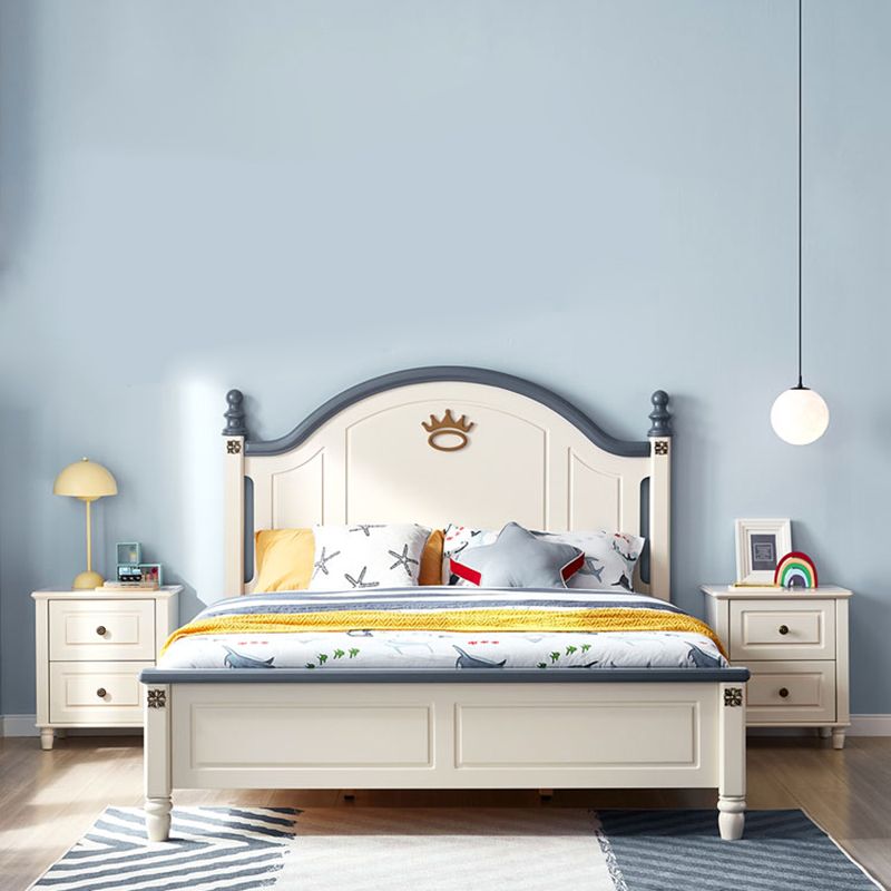 Panel Headboard Kids Bed Solid Wood Standard Bed with Mattress