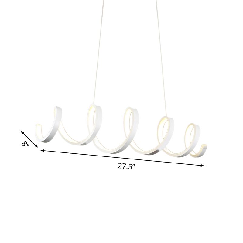 Pendre de lustre à LED moderniste enroulé enroulé blanc dans une lumière chaude / blanche / naturelle pour la salle à manger