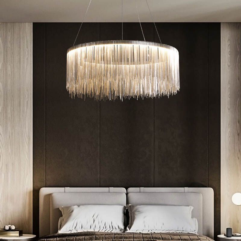 Postmodern Style Tassel Chandelier Light Nordic Minimalist Style Pendant Lamp for Bedroom