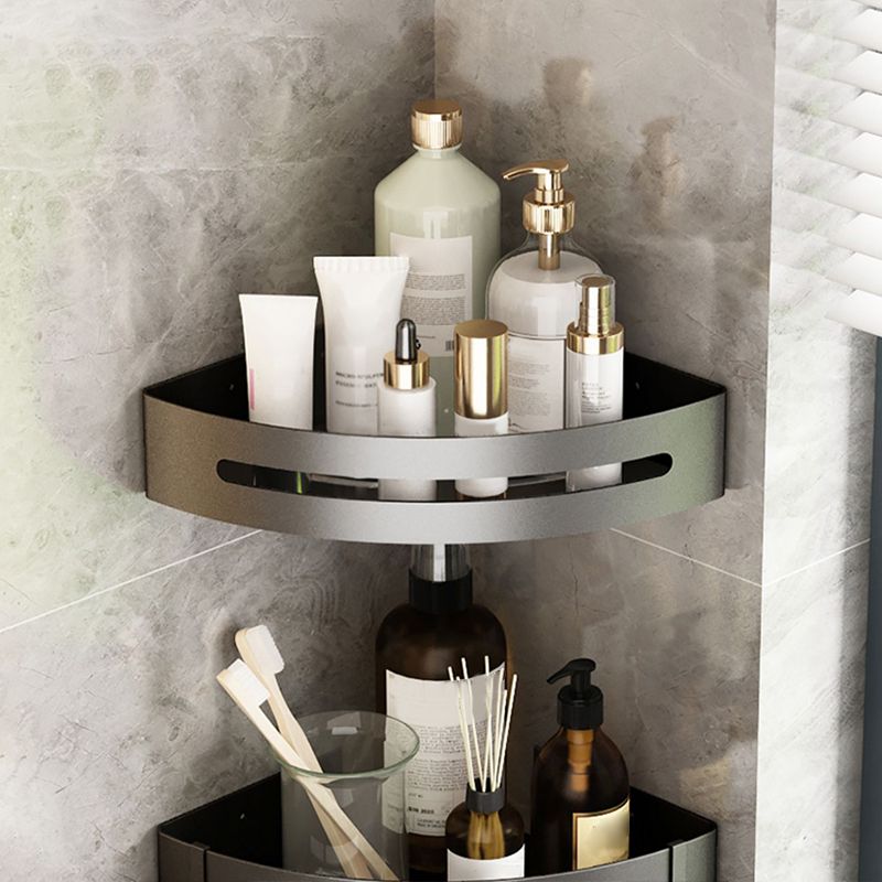 Metal Silver Bathroom Accessory Set Modern 1/2/3 - Piece Bath Shelf Anti-rust