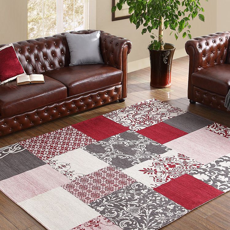 Special Florentine Tile Carpet Multicolor Polyester Rug Anti-Slip Backing Carpet for Living Room