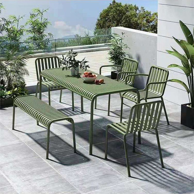 Outdoor Green Iron Patio Table Outdoor Contemporary Rectangle/Square Patio Table