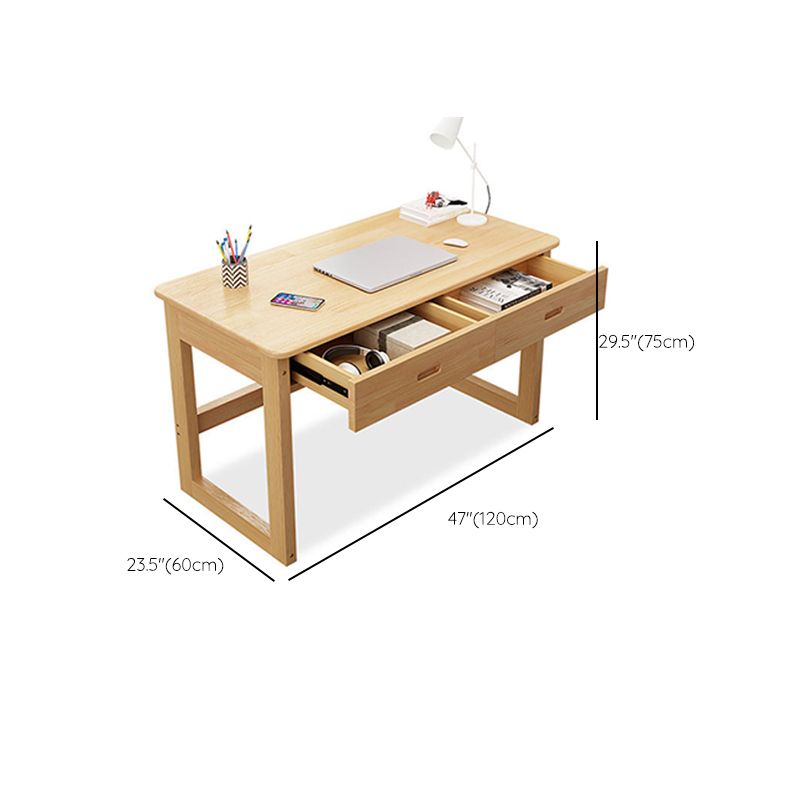 Pine Writing Desk Primary School Table and Chair Set Kid's Desk with 2 Drawers