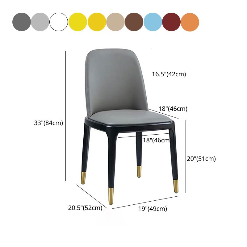 Glam Leather Solid Back Dining Side Chair Home Side Chair in Black