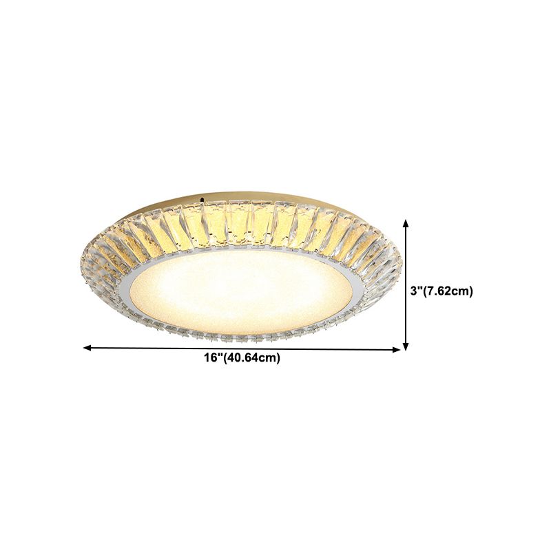 Modern Round Ceiling Light 1-Light LED Ceiling Mount Light with Crystal Shade for Bedroom