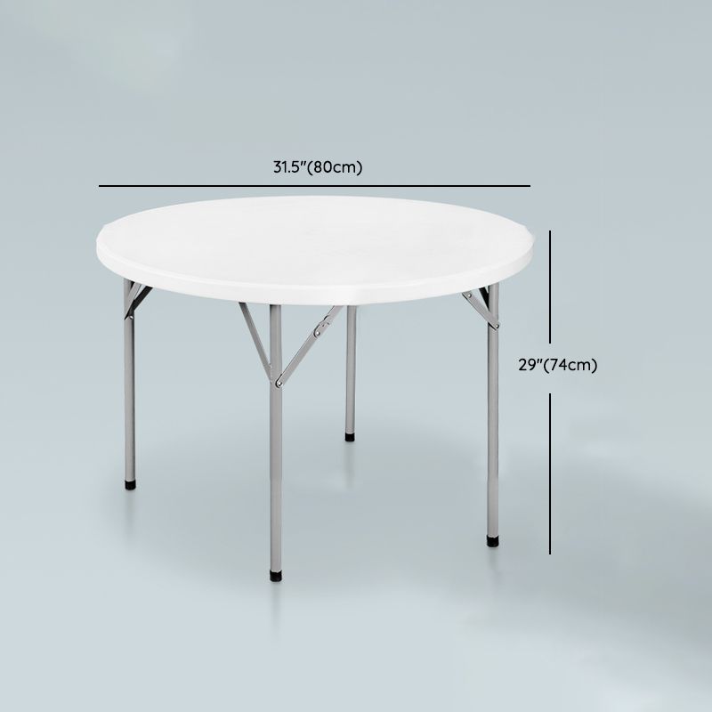 Modern Round Plastic Dining Table Foldable Steel Frame Material Table in White