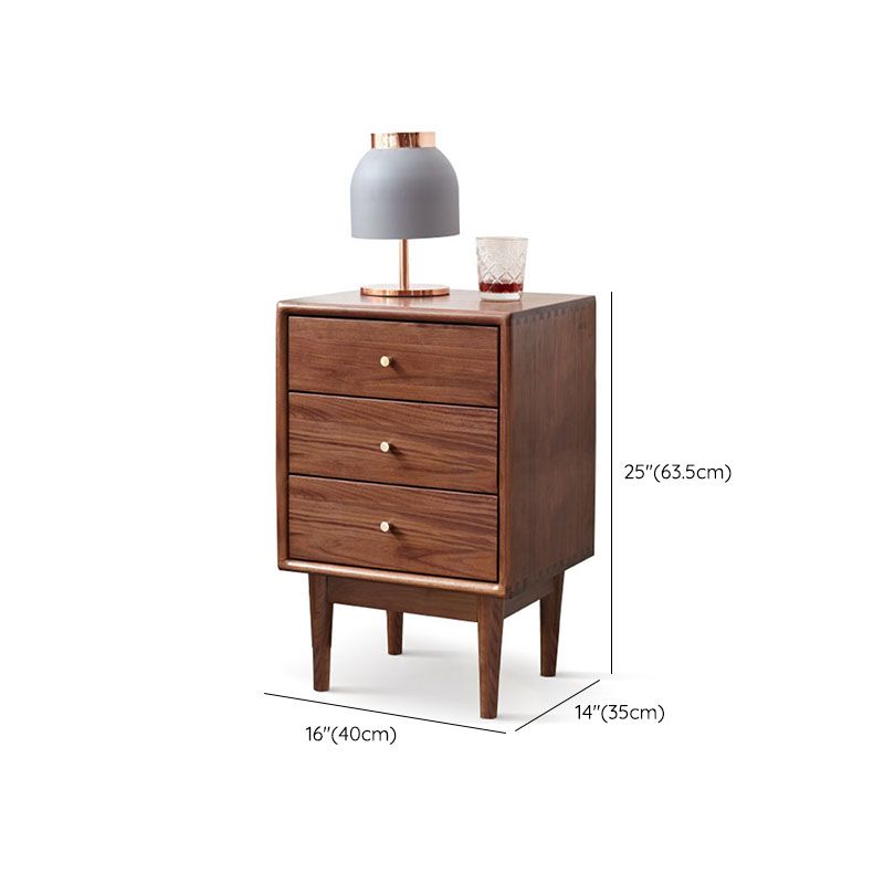 Mid Century Modern Wooden Bedside Cabinet with 4 Legs for Bedroom