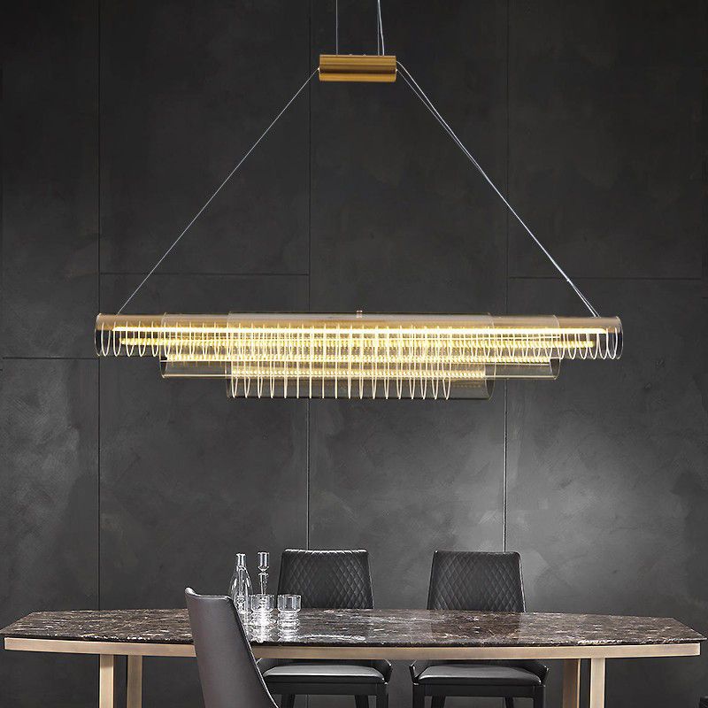 Single Modernism Golden Ceiling Light Acrylic LED Kitchen Island Lighting for Dining Room