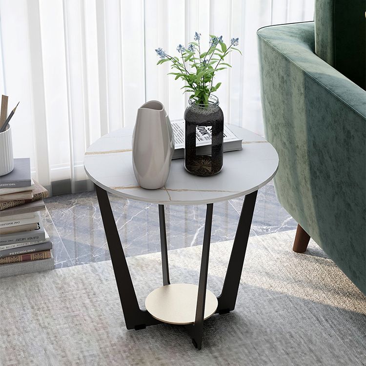 Industrial Accent Table Nightstand Lower Shelf Night Table for Bedroom