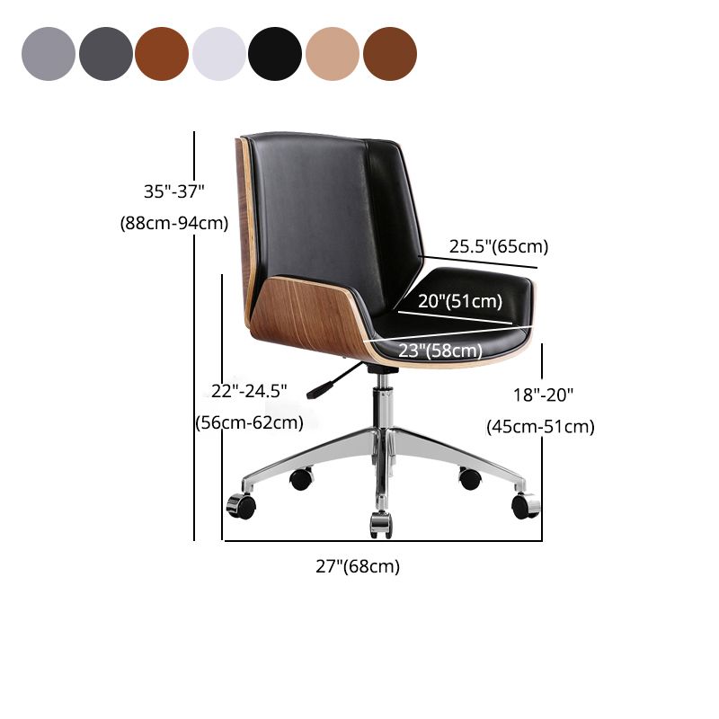 Mid Back Computer Desk Chair with Padded Arms Contemporary Office Chair with Metal Frame