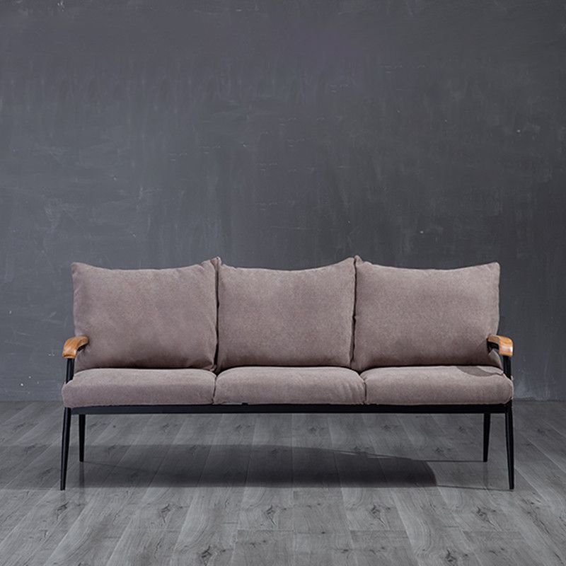 Black Classic Industrial Cushions Cotton Blend Sofa 25.6"High Square Arm Sofa