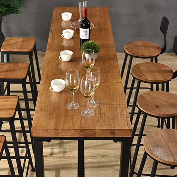 Brown Modern Style Solid Wood and Iron Table Dining Room Bar Table