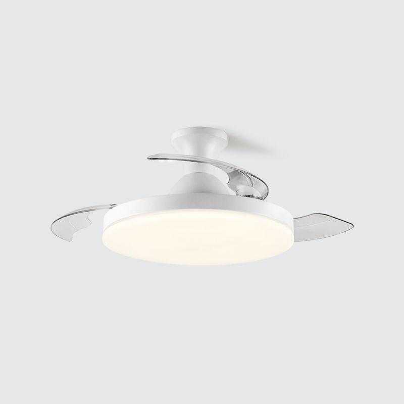 Invisible Blades Fan Light Fixture Modern Living Room Semi Flush Mount LED Ceiling Light