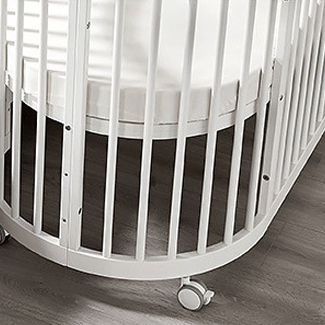 Modern Natural Nursery Bed with Guardrails Convertible Nursery Bed