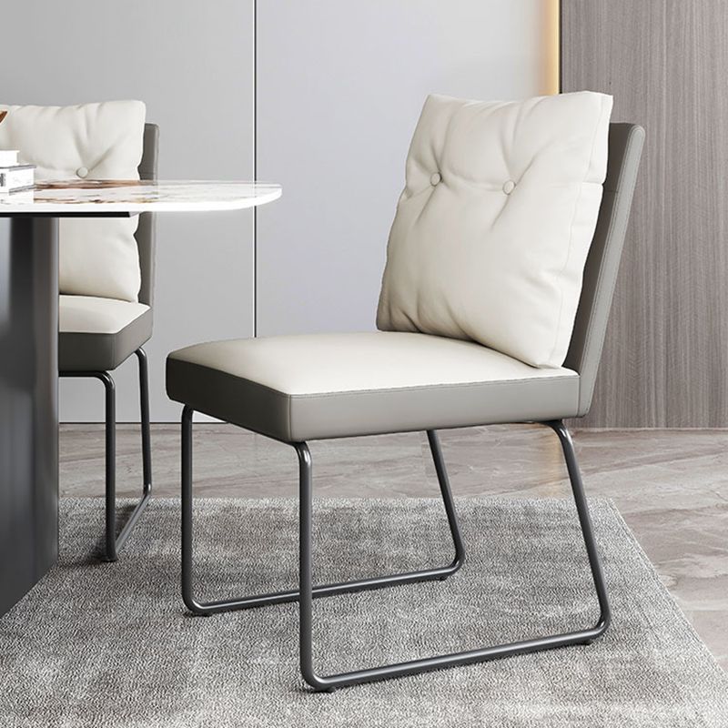 Minimalist Style Leather Dining Chairs Armless Solid Back Chair for Home