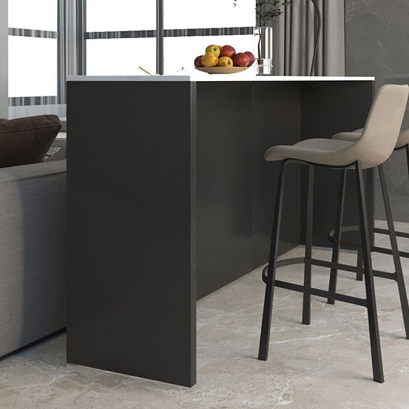 Stone Bar Dining Table Modern Rectangle Bar Table with Double Pedestal for Dining Room