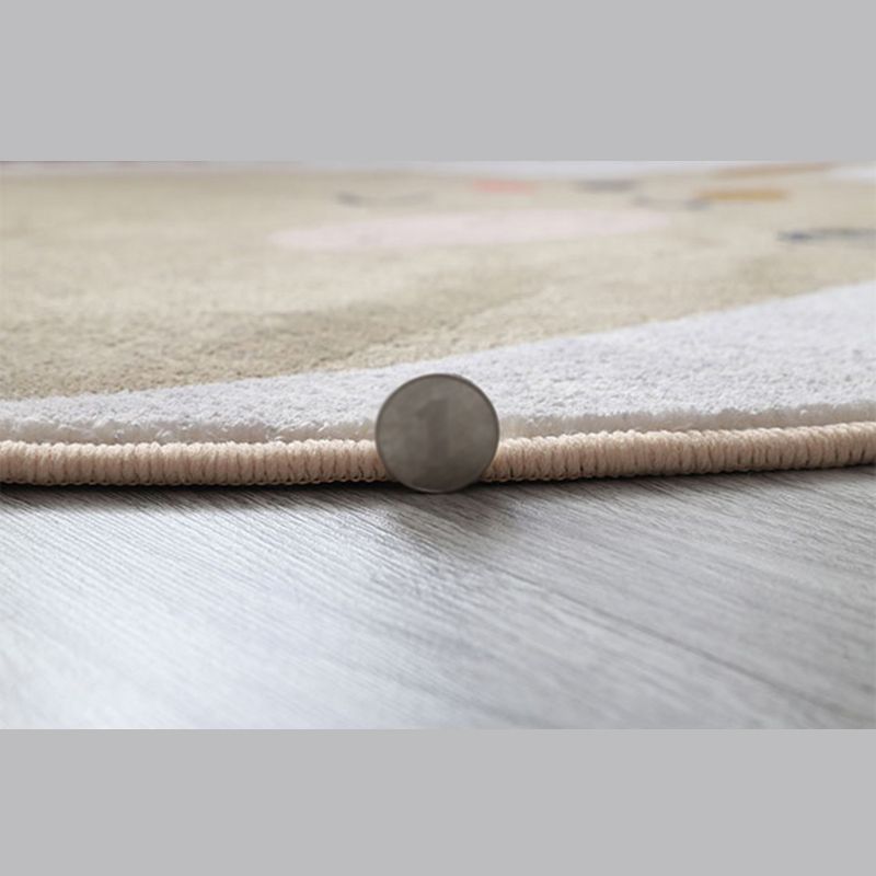 Round Grey Tone Vintage Area Rug Polyester Tribal Print Rug Non-Slip Backing Indoor Rug for Bedroom