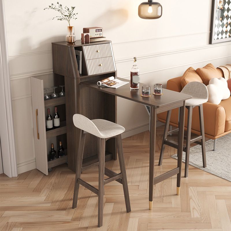 Brown Manufactured Wood Bar Table Modern Foldable Pub Table for Home