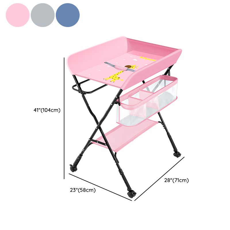 Modern Metal Baby Changing Table with Changing Pad Folding Flat Top Changing Table