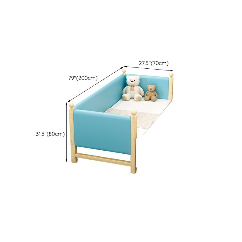 Solid Wood  Baby Crib Modern Light Wood Nursery Bed with Guardrail