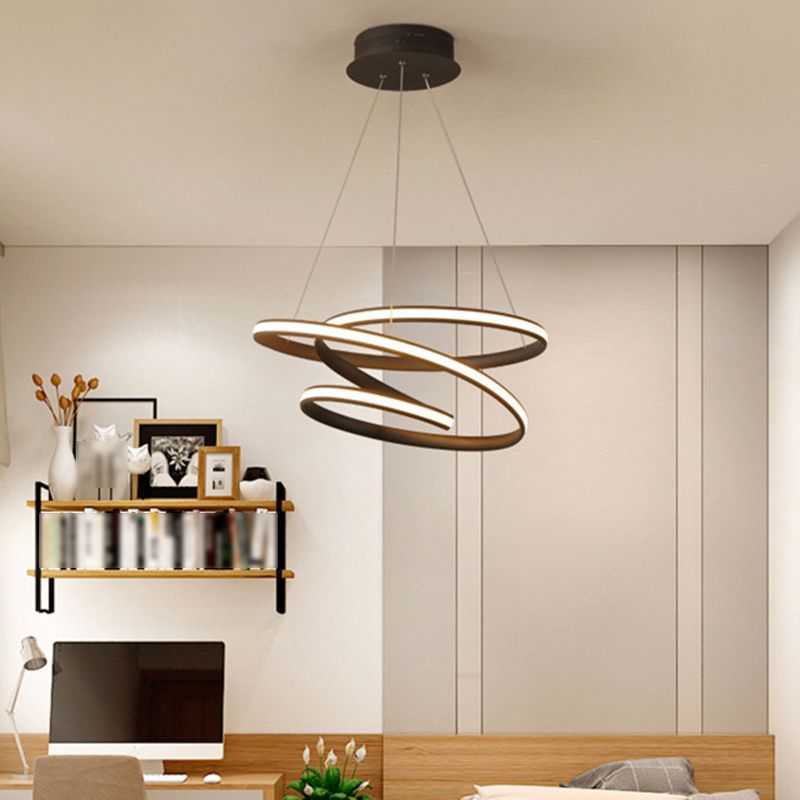 Twisted Ceiling Pendant Light Contemporary Style LED Metal Hanging Chandelier