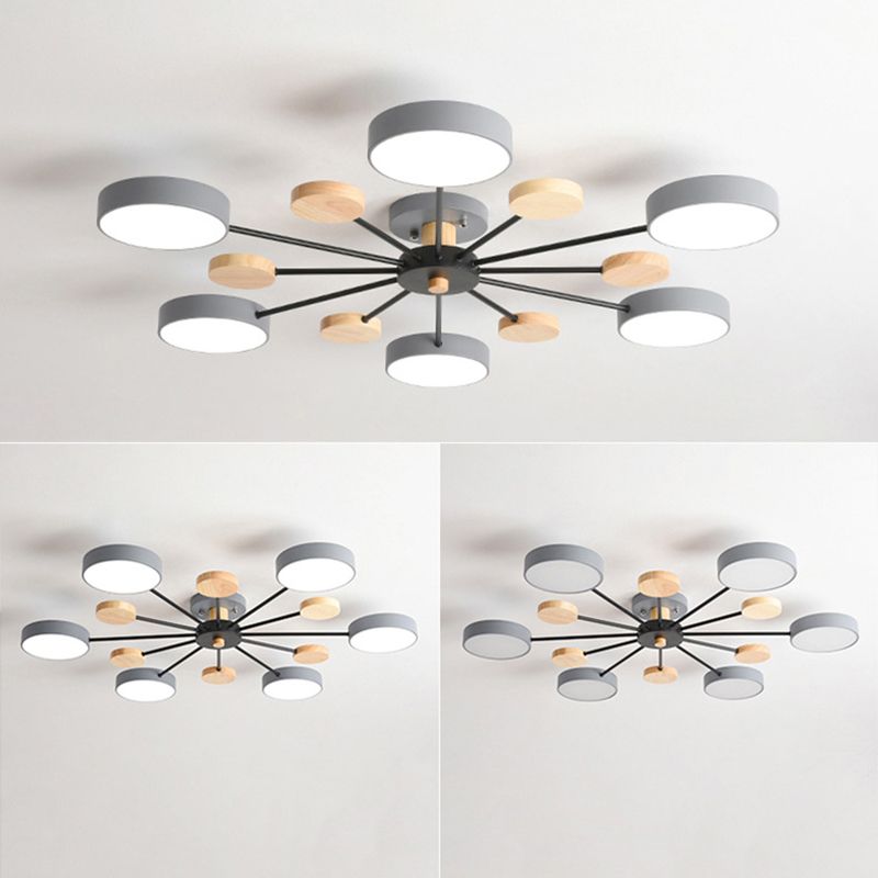 Modern 3/6/8-Light Flush Mount Lighting Metallic LED Ceiling Light