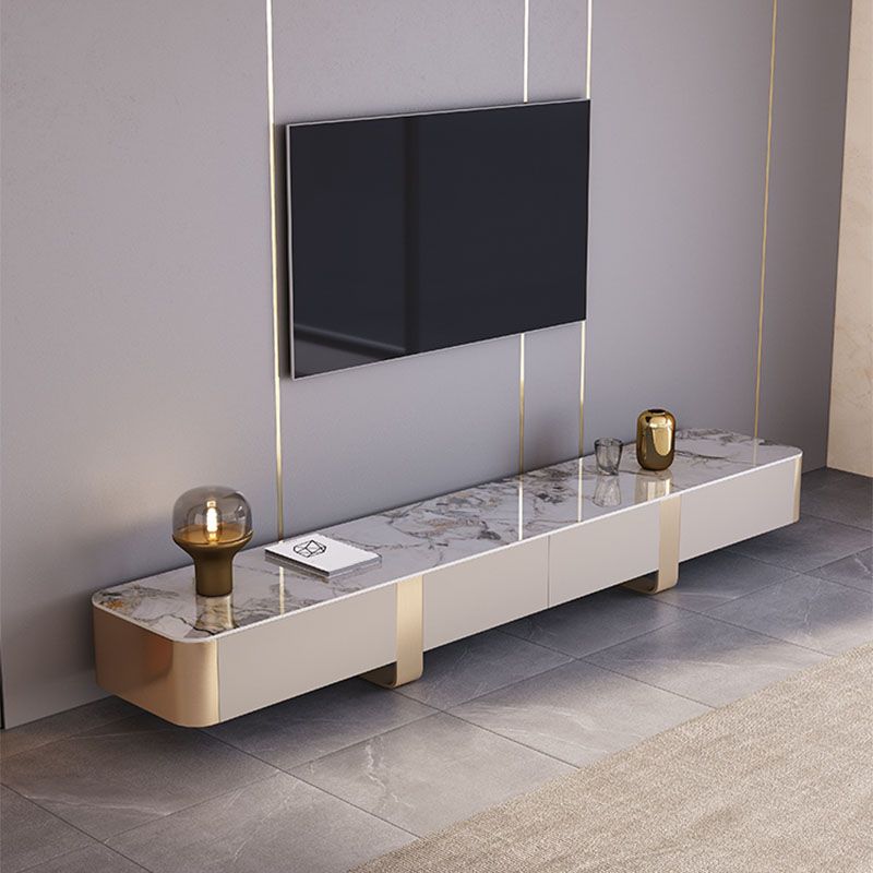 4 Drawers Stone TV Console Glam Media Console with Metal Legs