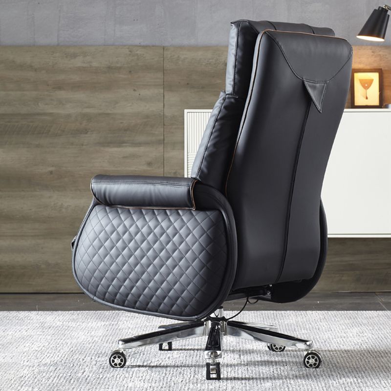 27" Wide Contemporary Managers Chair Black Leather Executive Chair