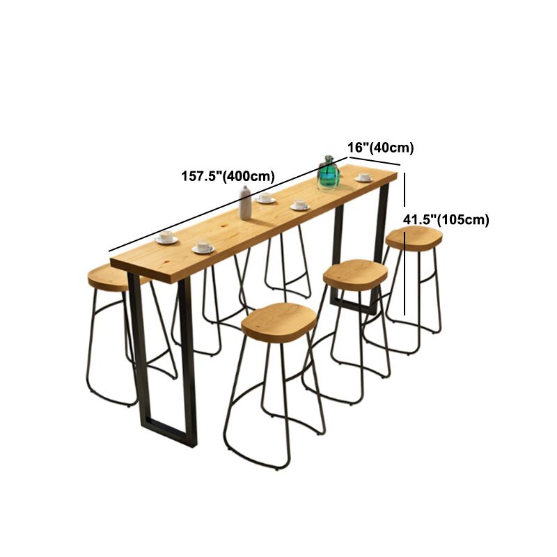 Rectangle Top Bar Table 42-inch Height Industrial Style Wood Bar Table