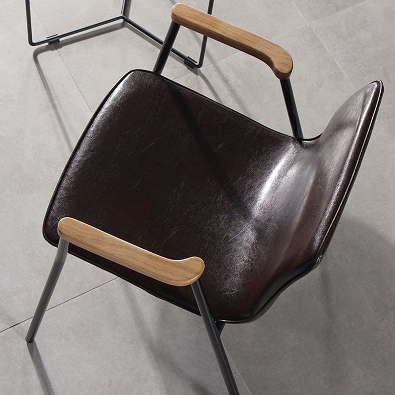 Industrial Style Chair Kitchen Arm Side Chairs with Metal Legs