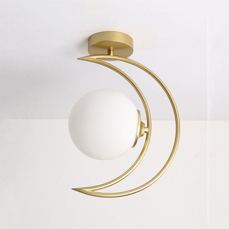 Modern Ceiling Mount Light Metal Ceiling Light with Glass Shade for Bedroom