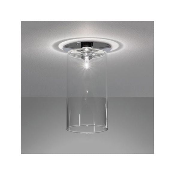 Iluminación de montaje de altura de cilindro Vidrio transparente modernista 1 Light Nickle Flush Mount Techo Accesorio, 3 "/4" /5.5 "de ancho